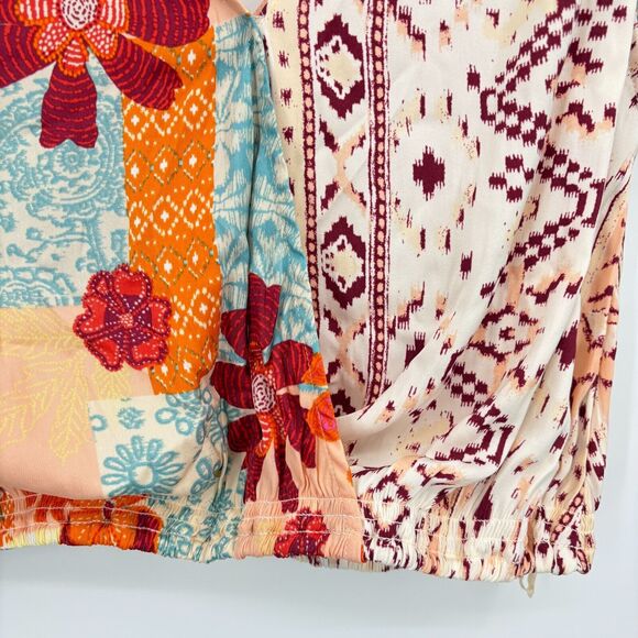NWT Free People Tied To You Patchwork Boho Tank Top Sz XS Floral V-Neck Festival - Picture 8 of 11